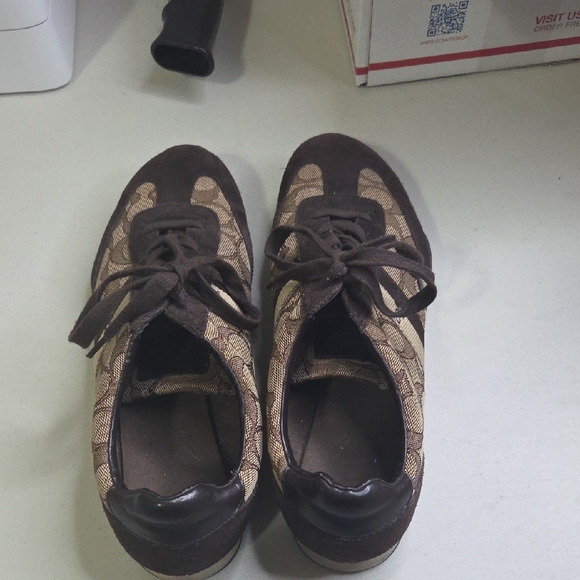 Coach Women's Tan and Brown Sneakers - Picture 3 of 5